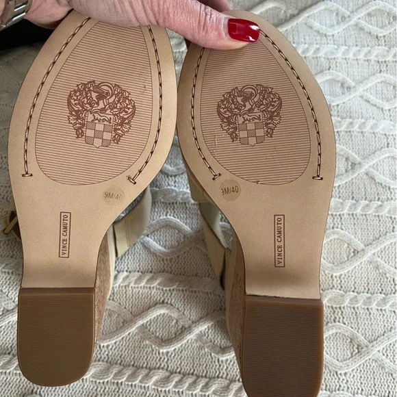 Vince Camuto Cream Wedge Sandals Leather “Diliah” Style, Various Sizes - Picture 5 of 14